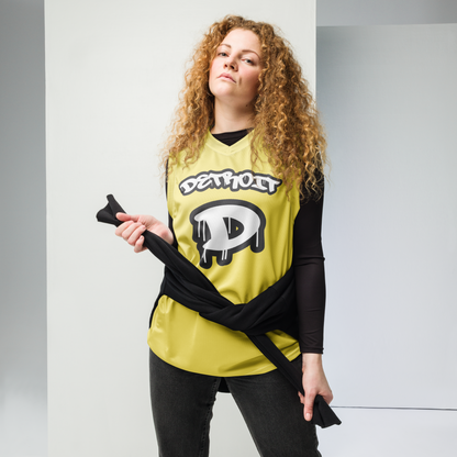 'Detroit 313' Basketball Jersey (Tag Edition) | Unisex - Cherry Yellow