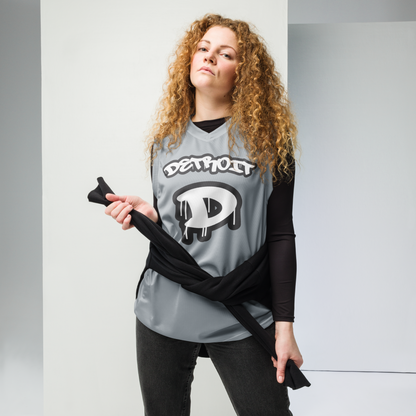 'Detroit 313' Basketball Jersey (Tag Edition) | Unisex - Silver