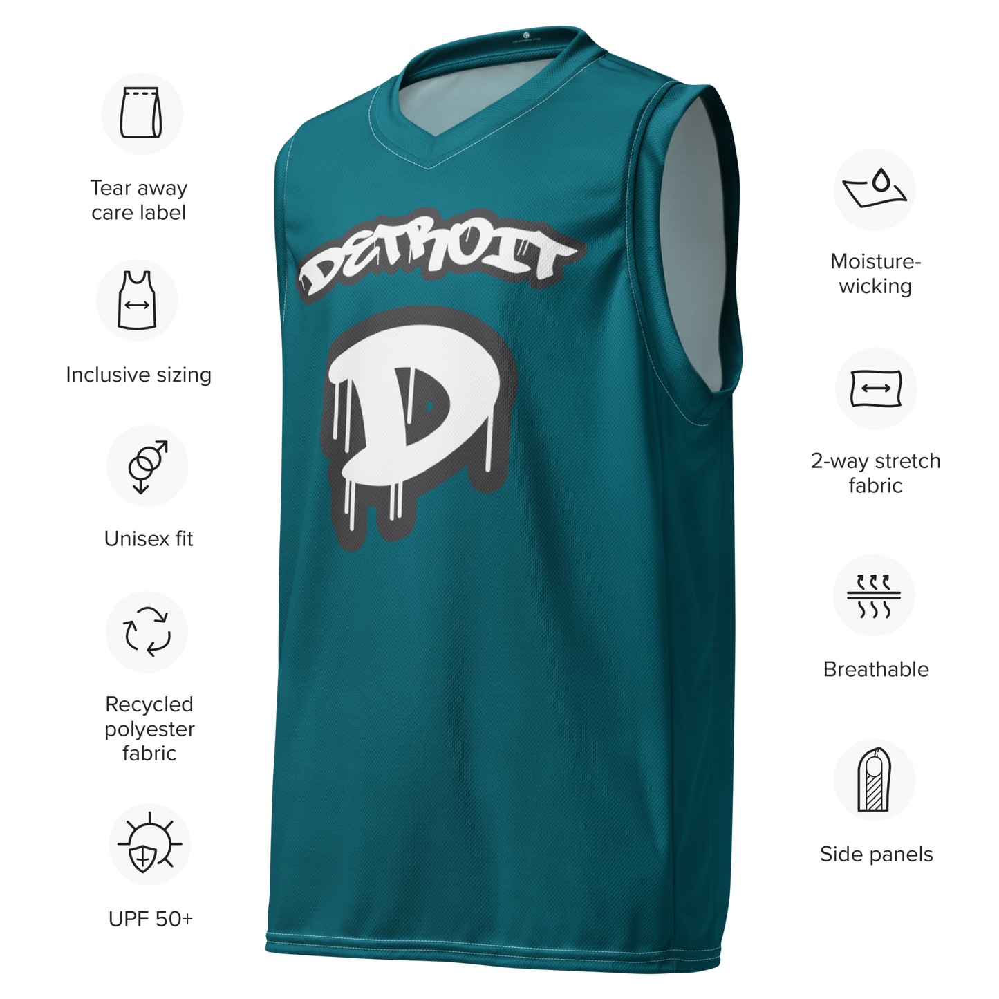 'Detroit 313' Basketball Jersey (Tag Edition) | Unisex - Auburn Hills Teal