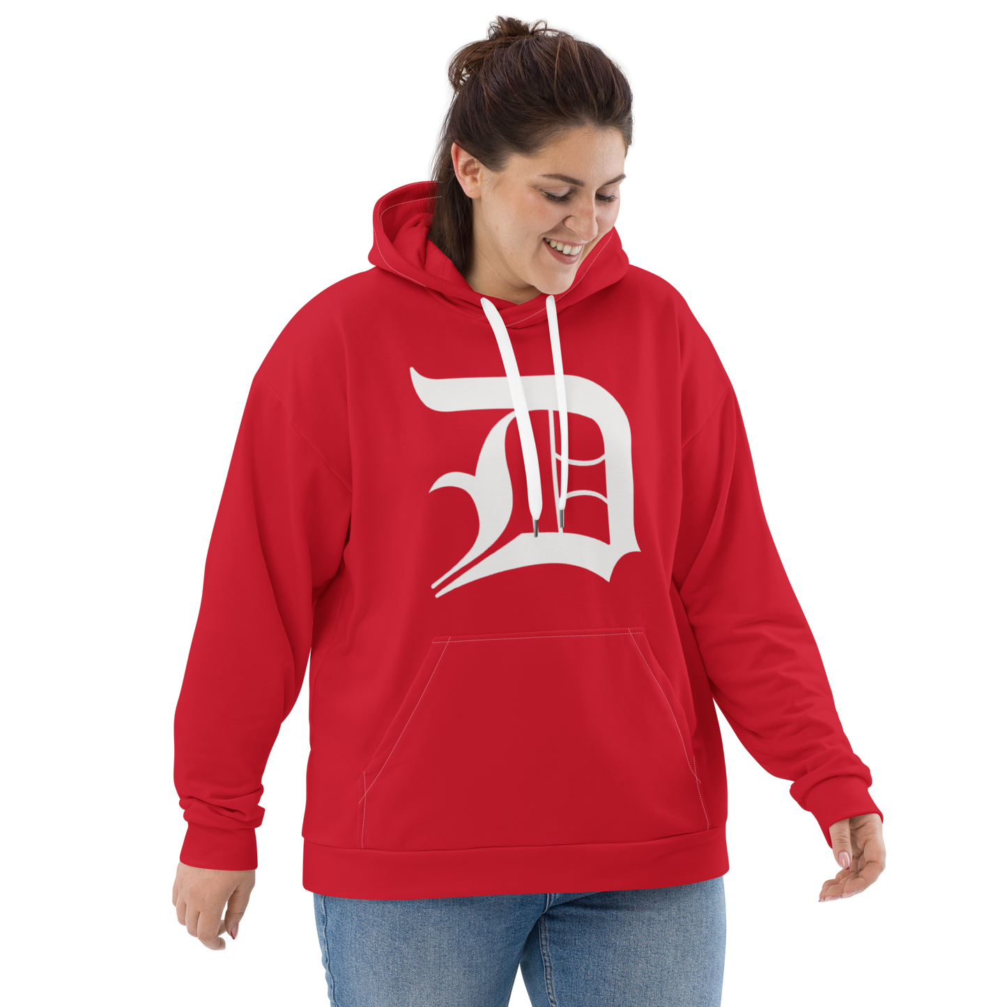 Detroit 'Old English D' Hoodie | Unisex AOP - Aliform Red