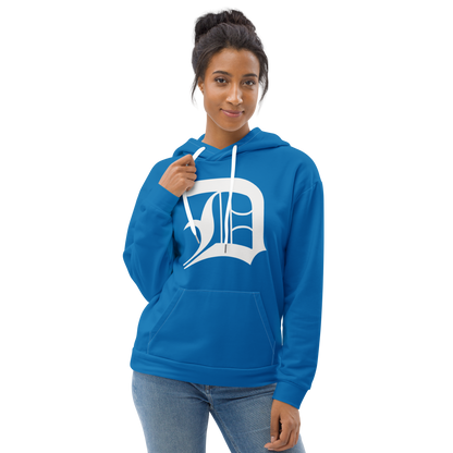 Detroit 'Old English D' Hoodie | Unisex AOP - Azure