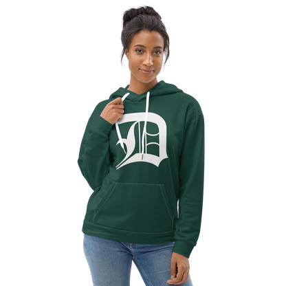 Detroit 'Old English D' Hoodie | Unisex AOP - Laconic Green