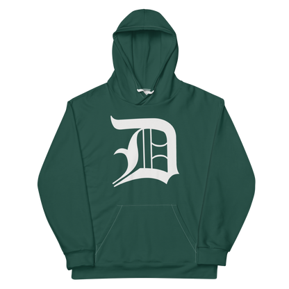 Detroit 'Old English D' Hoodie | Unisex AOP - Laconic Green