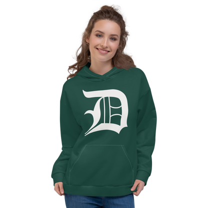 Detroit 'Old English D' Hoodie | Unisex AOP - Laconic Green