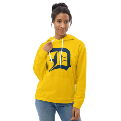 Detroit 'Old English D' Hoodie | Unisex AOP - Kerrytown Gold