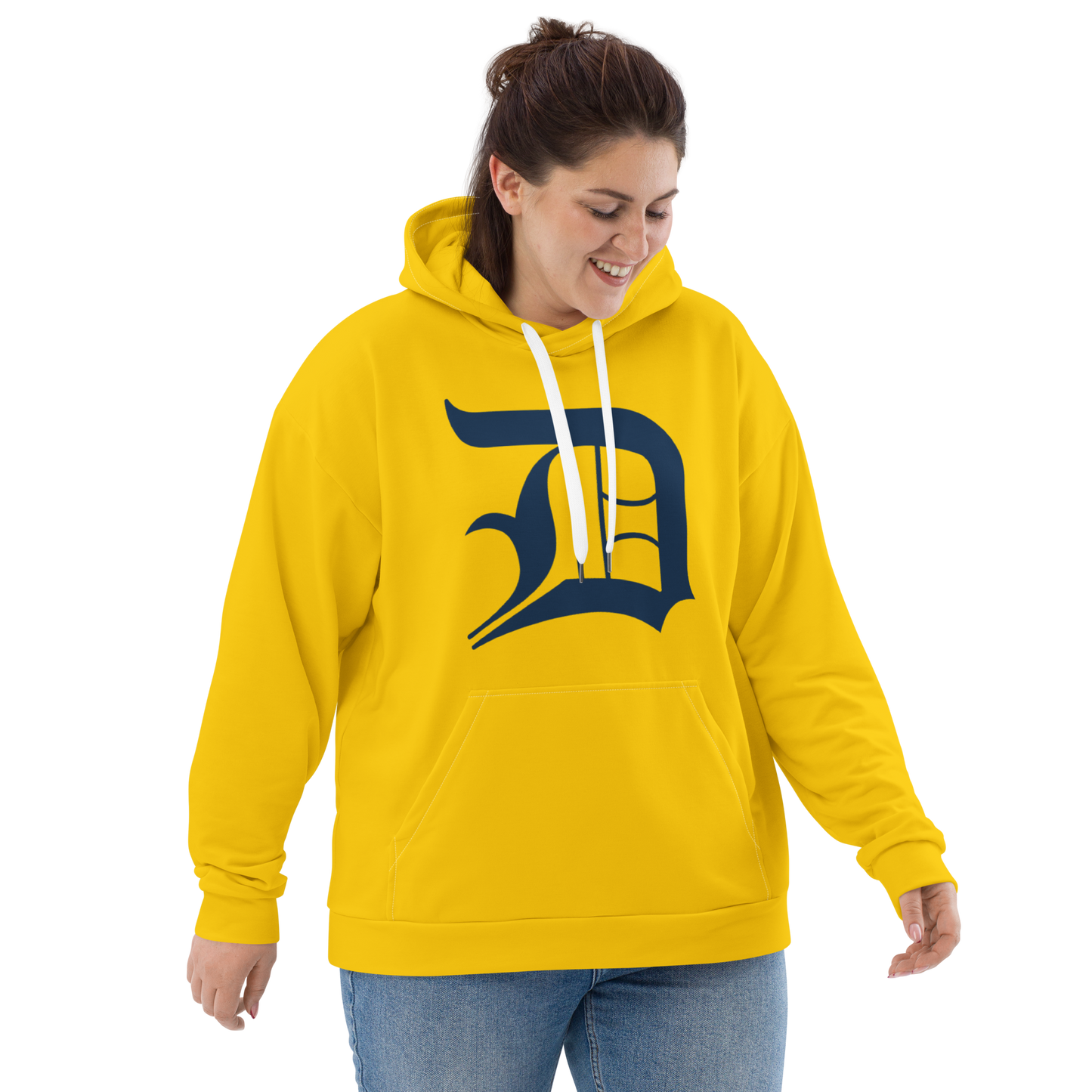 Detroit 'Old English D' Hoodie | Unisex AOP - Kerrytown Gold