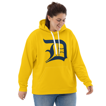 Detroit 'Old English D' Hoodie | Unisex AOP - Kerrytown Gold