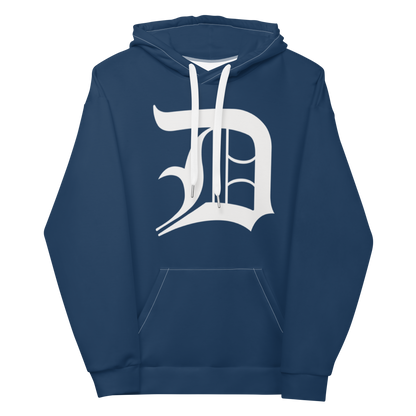 Detroit 'Old English D' Hoodie | Unisex AOP - Navy