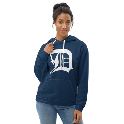 Detroit 'Old English D' Hoodie | Unisex AOP - Navy