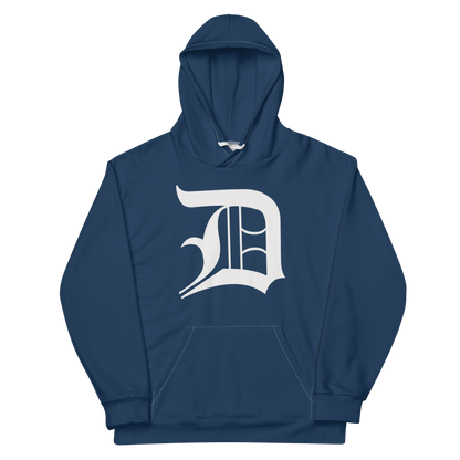 Detroit 'Old English D' Hoodie | Unisex AOP - Navy