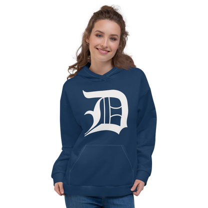 Detroit 'Old English D' Hoodie | Unisex AOP - Navy