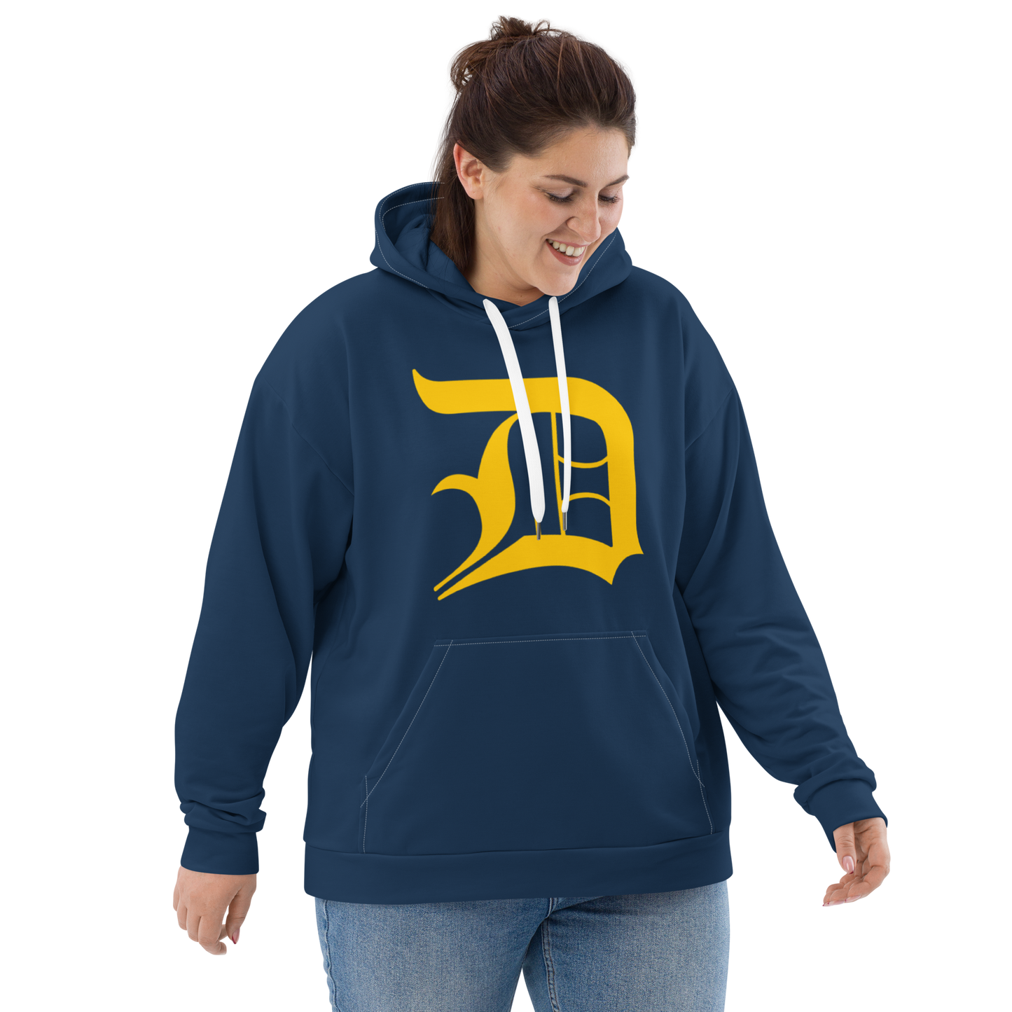 Detroit 'Old English D' Hoodie | Unisex AOP - Washtenaw Blue