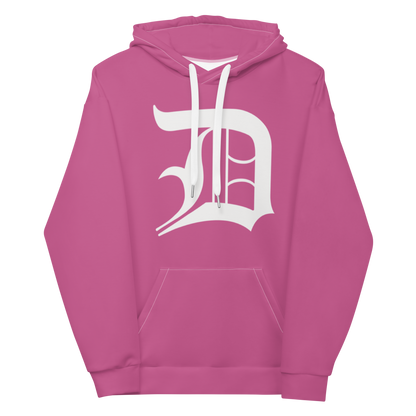 Detroit 'Old English D' Hoodie | Unisex AOP - Apple Blossom Pink