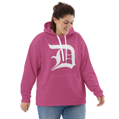 Detroit 'Old English D' Hoodie | Unisex AOP - Apple Blossom Pink