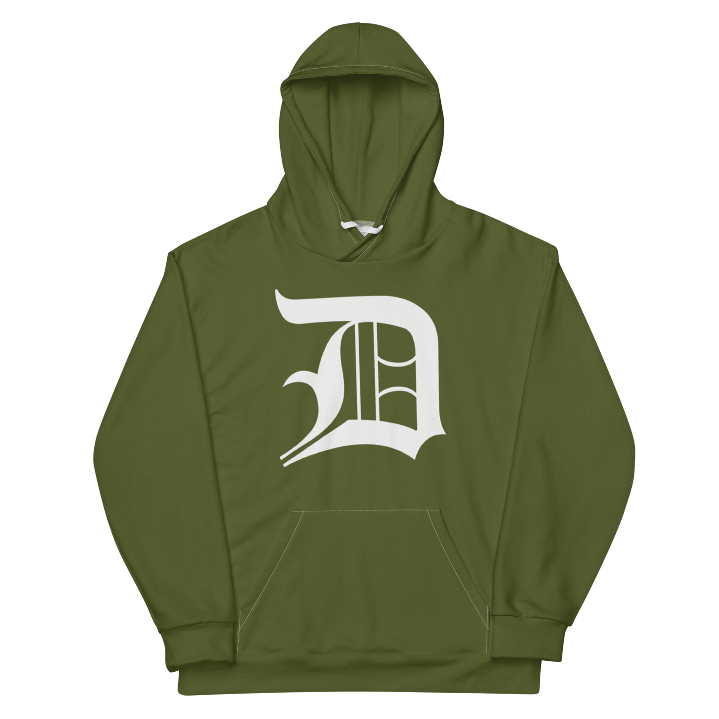 Detroit 'Old English D' Hoodie | Unisex AOP - Army Green