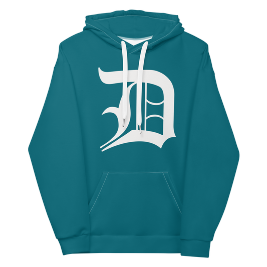 Detroit 'Old English D' Hoodie | Unisex AOP - Palace Teal