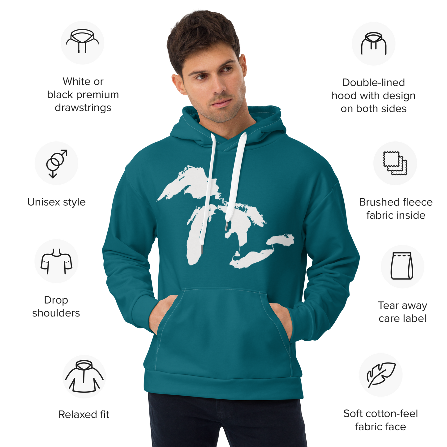 Great Lakes Hoodie | Unisex AOP - Palace Teal