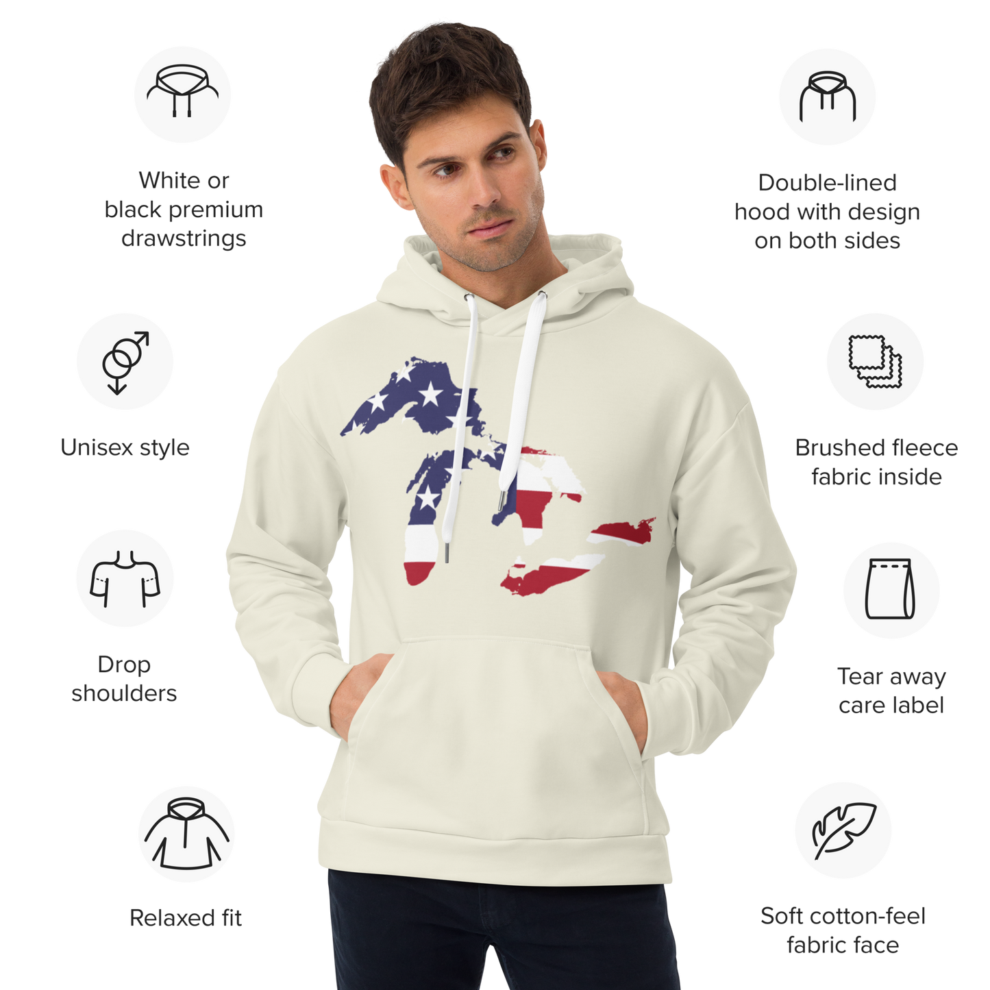 Great Lakes Ever-Dyed Hoodie | Ivory White - Patriotic Edition