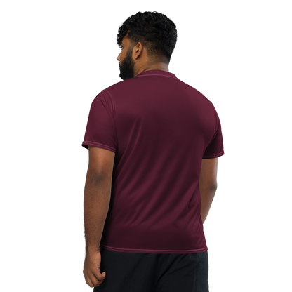 Michigan Upper Peninsula Soccer Jersey (w/ UP Outline) | Unisex - Old Mission Burgundy