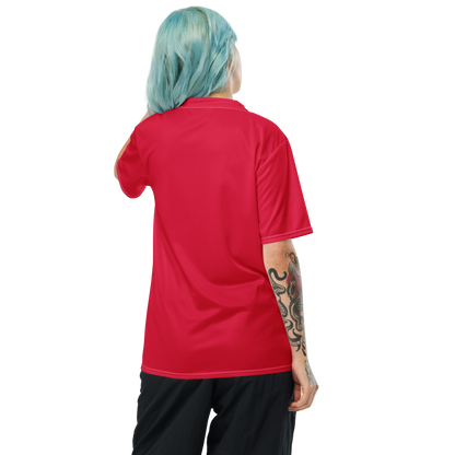 Michigan Upper Peninsula Soccer Jersey (w/ UP Outline) | Unisex - Lighthouse Red