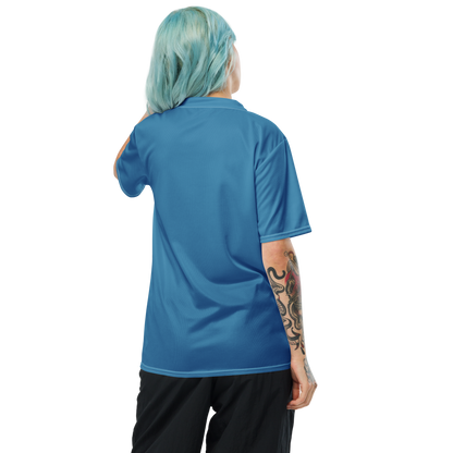 Michigan Upper Peninsula Soccer Jersey (w/ UP Outline) | Unisex - Lake Michigan Blue