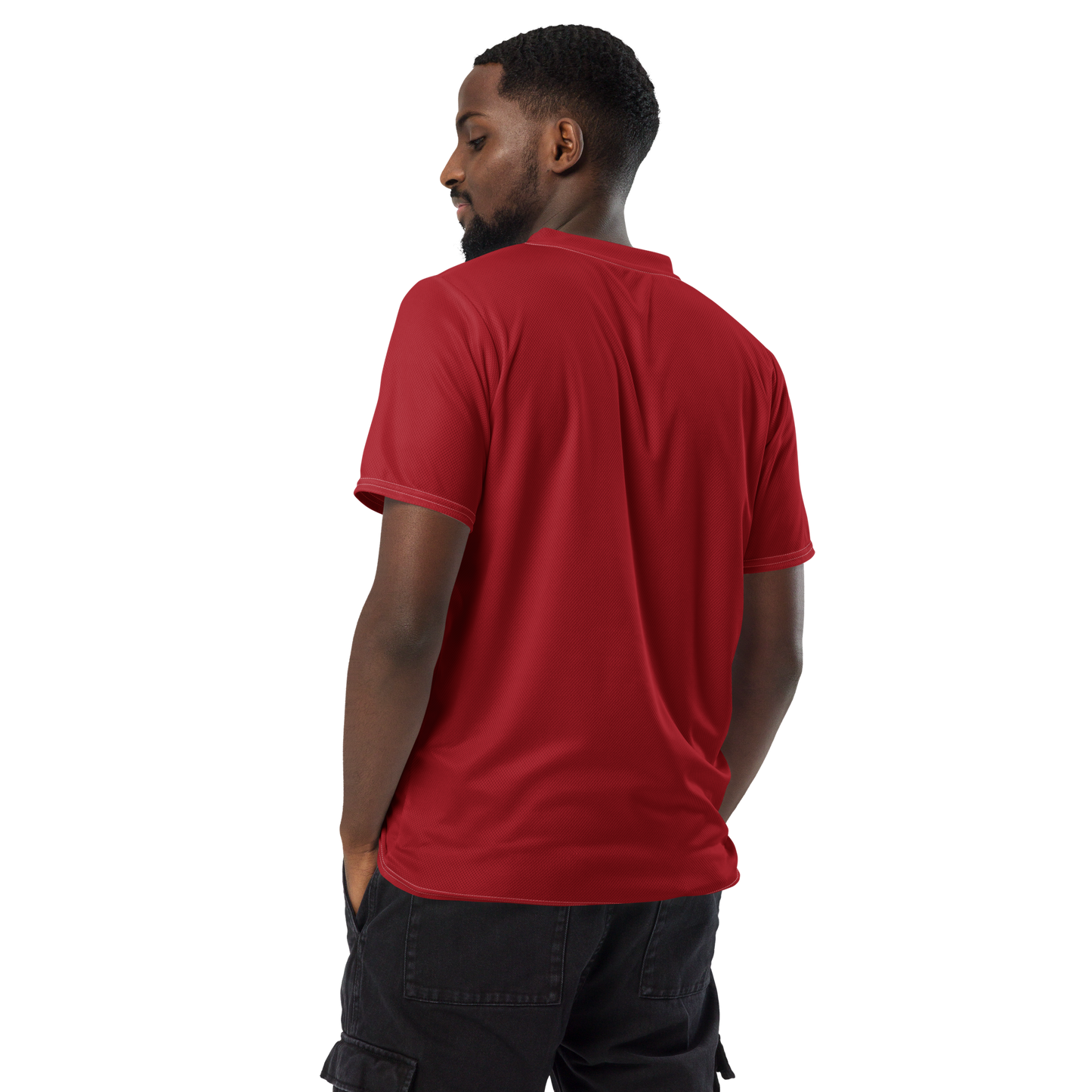 Michigan Upper Peninsula Soccer Jersey (w/ UP Outline) | Unisex - Thimbleberry Red