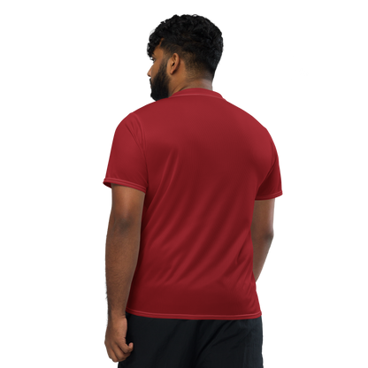 Michigan Upper Peninsula Soccer Jersey (w/ UP Outline) | Unisex - Thimbleberry Red