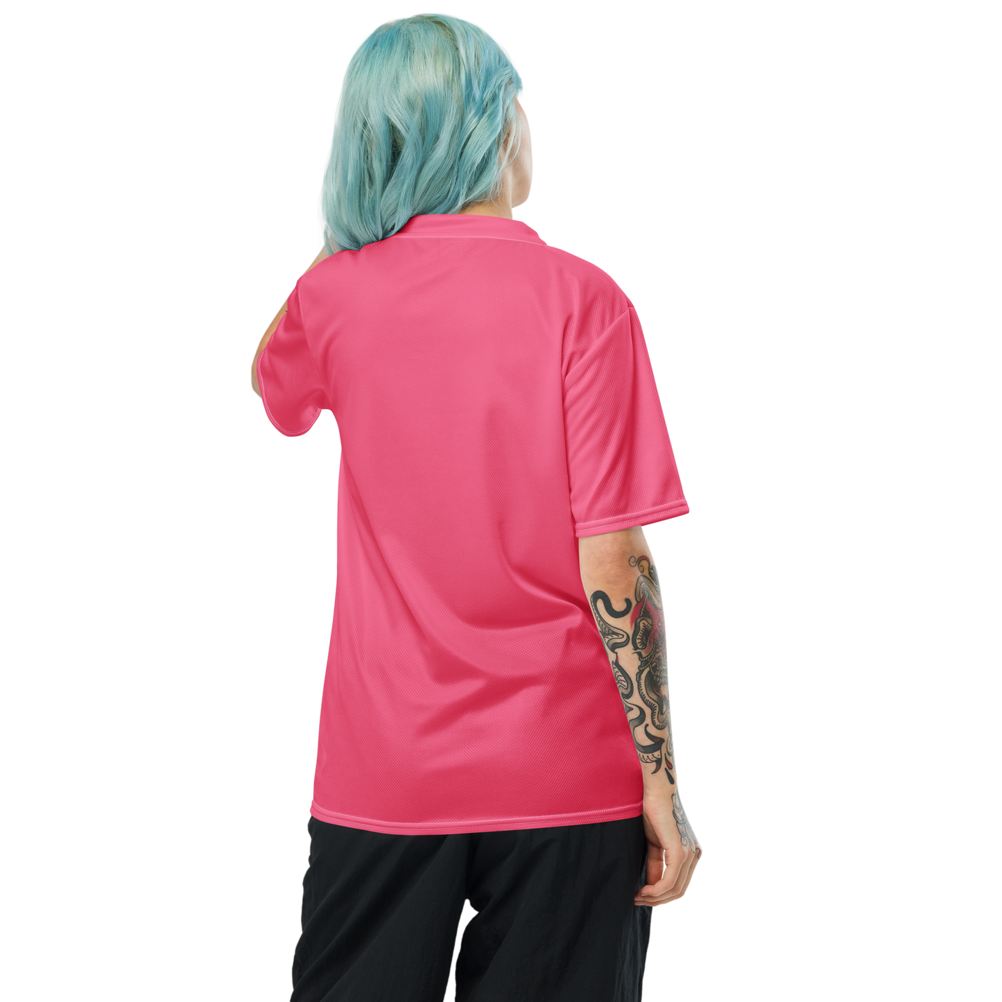 Michigan Upper Peninsula Soccer Jersey (w/ UP Outline) | Unisex - Rhodochrosite Pink