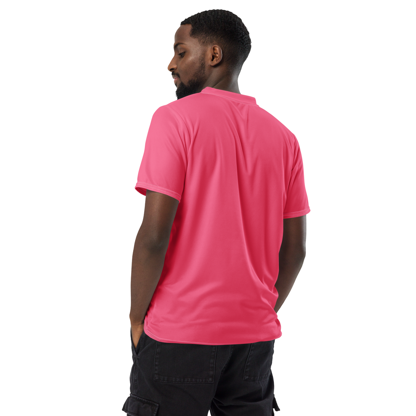 Michigan Upper Peninsula Soccer Jersey (w/ UP Outline) | Unisex - Rhodochrosite Pink