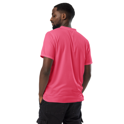 Michigan Upper Peninsula Soccer Jersey (w/ UP Outline) | Unisex - Rhodochrosite Pink