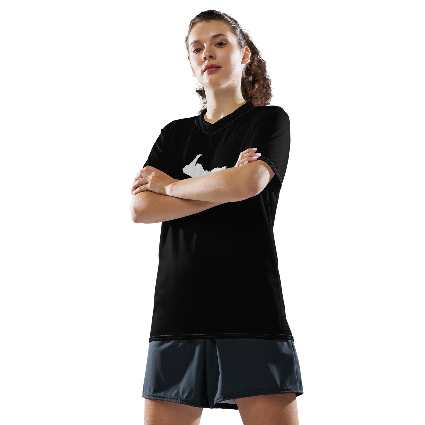 Michigan Upper Peninsula Soccer Jersey (w/ UP Outline) | Unisex - Black