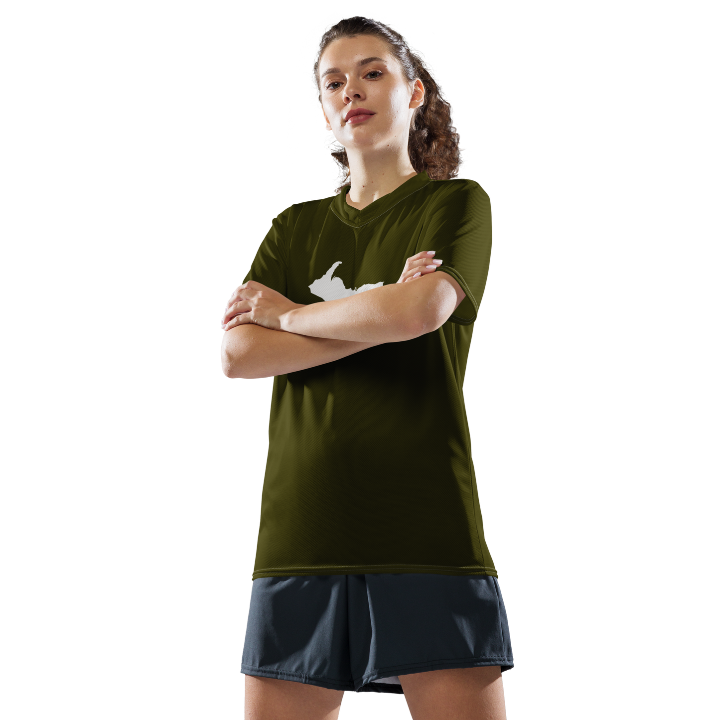 Michigan Upper Peninsula Soccer Jersey (w/ UP Outline) | Unisex - Military Green