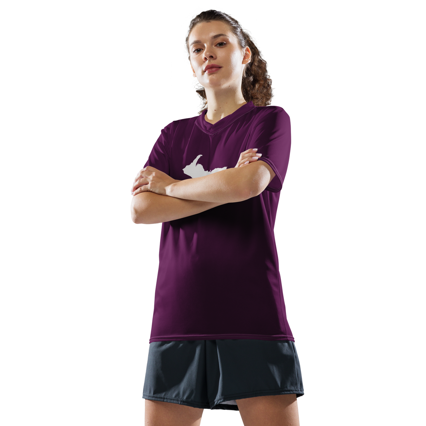 Michigan Upper Peninsula Soccer Jersey (w/ UP Outline) | Unisex - Tyrian Purple