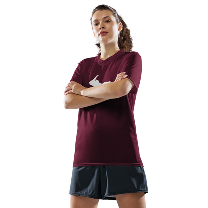 Michigan Upper Peninsula Soccer Jersey (w/ UP Outline) | Unisex - Old Mission Burgundy