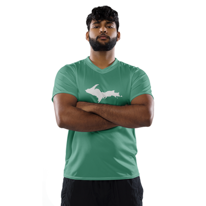 Michigan Upper Peninsula Soccer Jersey (w/ UP Outline) | Unisex - Metallic Mint Green