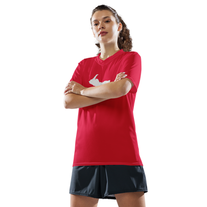 Michigan Upper Peninsula Soccer Jersey (w/ UP Outline) | Unisex - Lighthouse Red