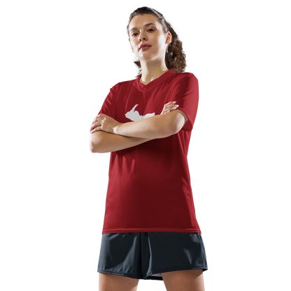 Michigan Upper Peninsula Soccer Jersey (w/ UP Outline) | Unisex - Thimbleberry Red