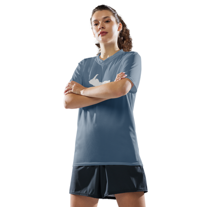 Michigan Upper Peninsula Soccer Jersey (w/ UP Outline) | Unisex - B-24 Grey