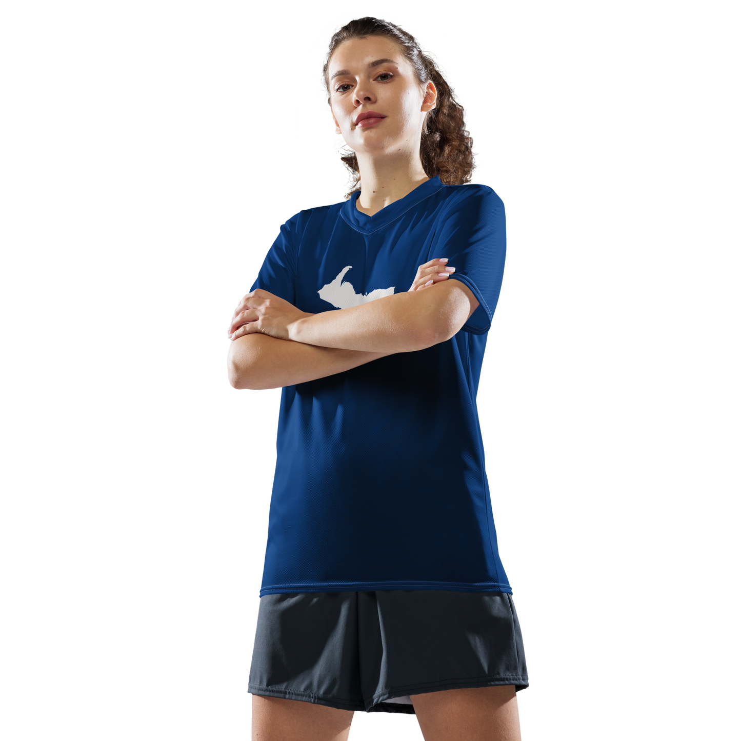 Michigan Upper Peninsula Soccer Jersey (w/ UP Outline) | Unisex - Dearborn Blue