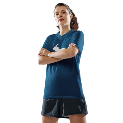 Michigan Upper Peninsula Soccer Jersey (w/ UP Outline) | Unisex - Blueberry