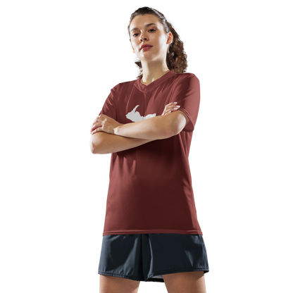 Michigan Upper Peninsula Soccer Jersey (w/ UP Outline) | Unisex - Ore Dock Red