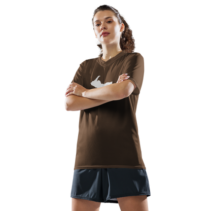 Michigan Upper Peninsula Soccer Jersey (w/ UP Outline) | Unisex - Coffee Color