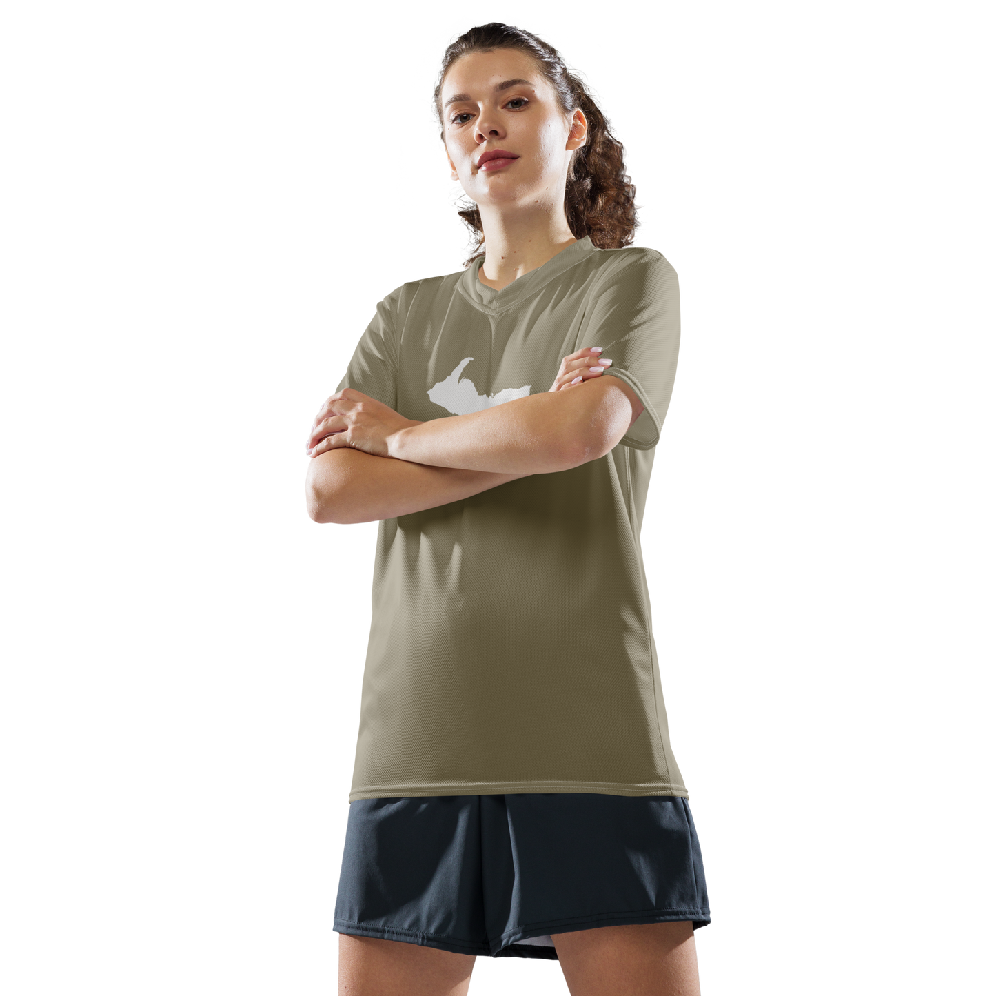 Michigan Upper Peninsula Soccer Jersey (w/ UP Outline) | Unisex - Petoskey Stone Beige