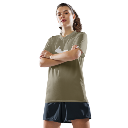 Michigan Upper Peninsula Soccer Jersey (w/ UP Outline) | Unisex - Petoskey Stone Beige