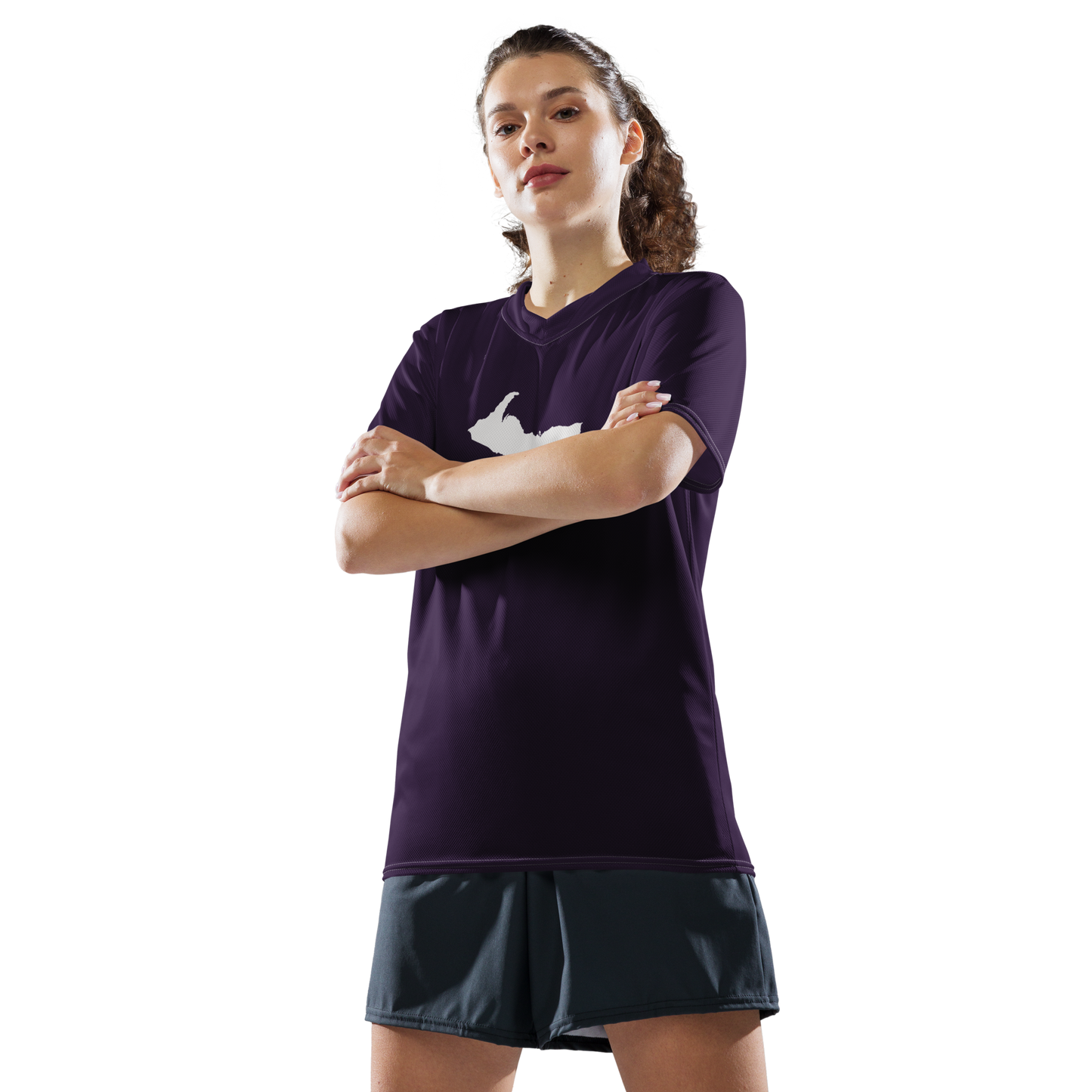 Michigan Upper Peninsula Soccer Jersey (w/ UP Outline) | Unisex - Blackcurrant