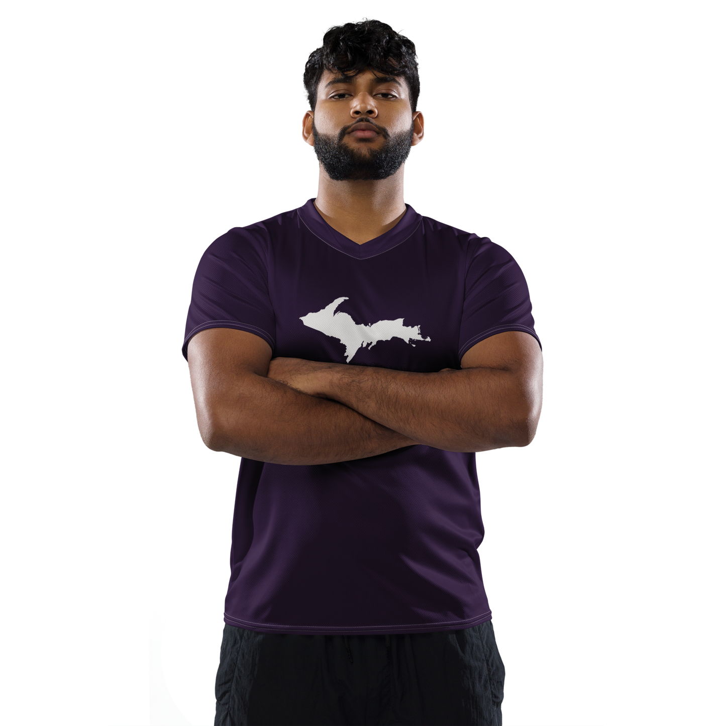 Michigan Upper Peninsula Soccer Jersey (w/ UP Outline) | Unisex - Blackcurrant