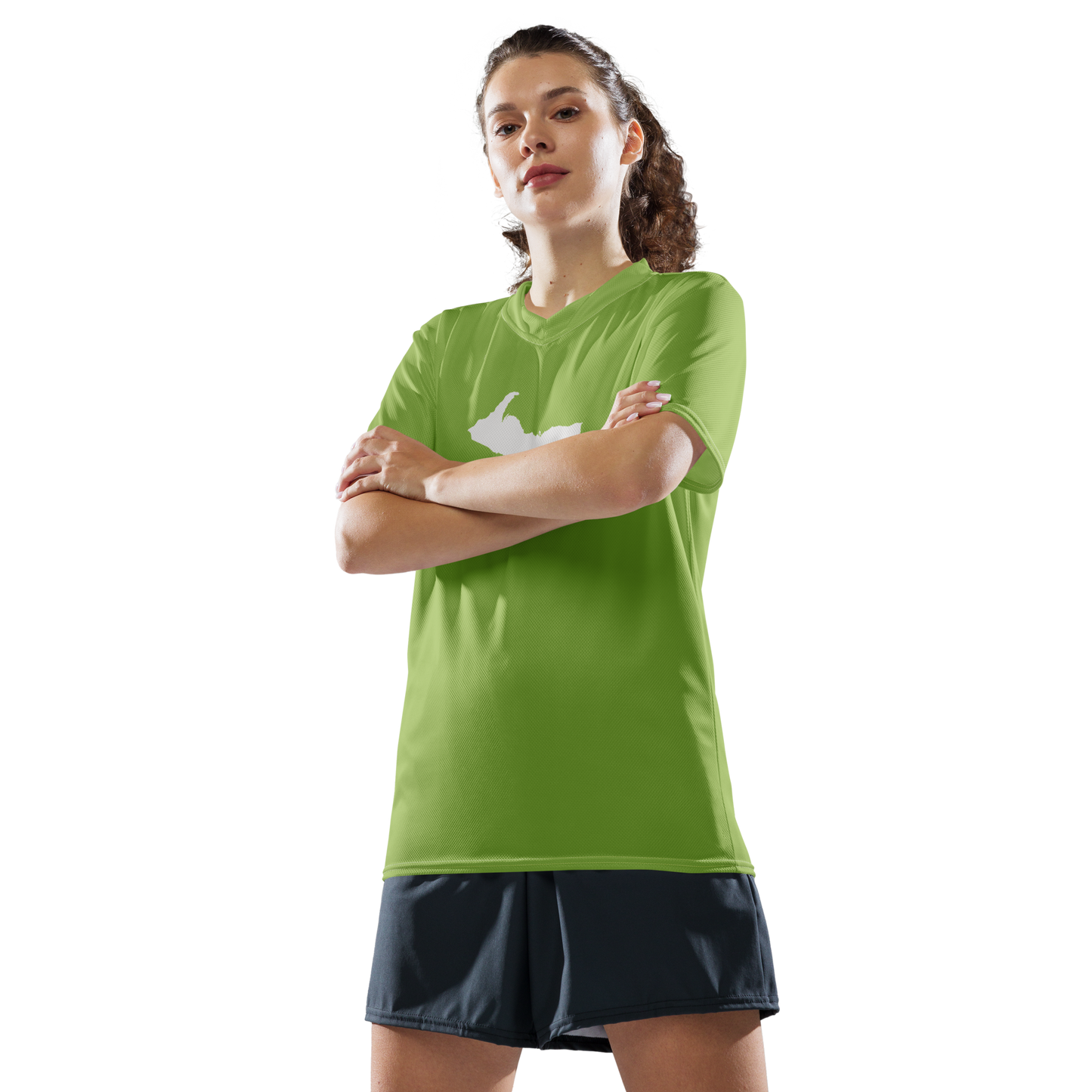 Michigan Upper Peninsula Soccer Jersey (w/ UP Outline) | Unisex - Gooseberry Green