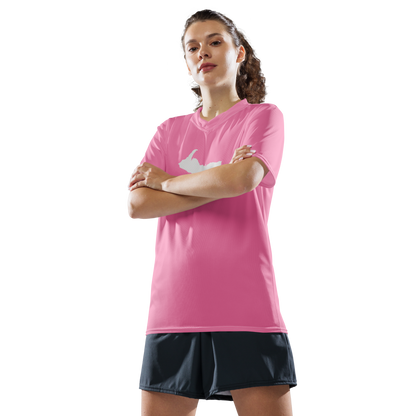 Michigan Upper Peninsula Soccer Jersey (w/ UP Outline) | Unisex - '67 Caddie Pink