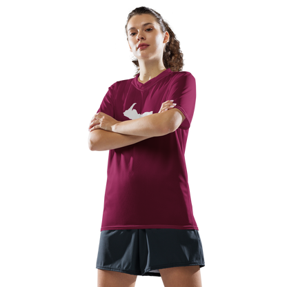 Michigan Upper Peninsula Soccer Jersey (w/ UP Outline) | Unisex - Ruby Red