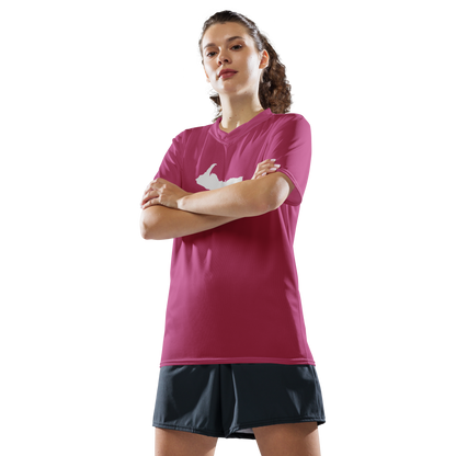 Michigan Upper Peninsula Soccer Jersey (w/ UP Outline) | Unisex - Apple Blossom Pink